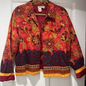 Coldwater Creek Red and Yellow Floral Jacket